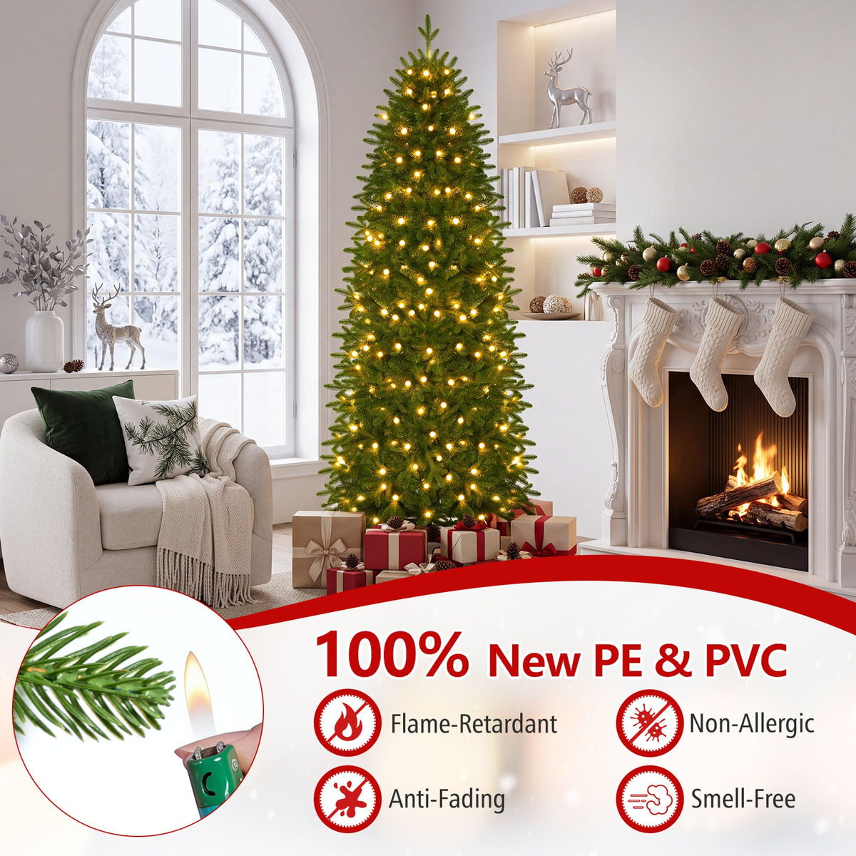 190 CM Prelit Pencil Christmas Tree, image 7