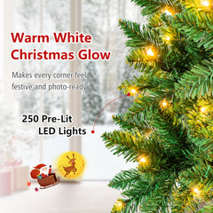 195 CM Artificial Christmas Tree with Wood Collar and 706 Full Branch Tips