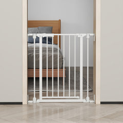 198 CM Extra Wide Configurable Baby Gate 3-Panel Indoor Wood Metal Pet Gate-Natural & White