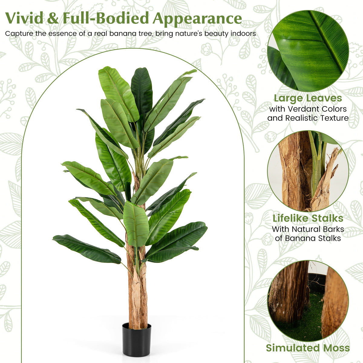 195cm Tall Artificial Banana Tree with 27 Large Leaves