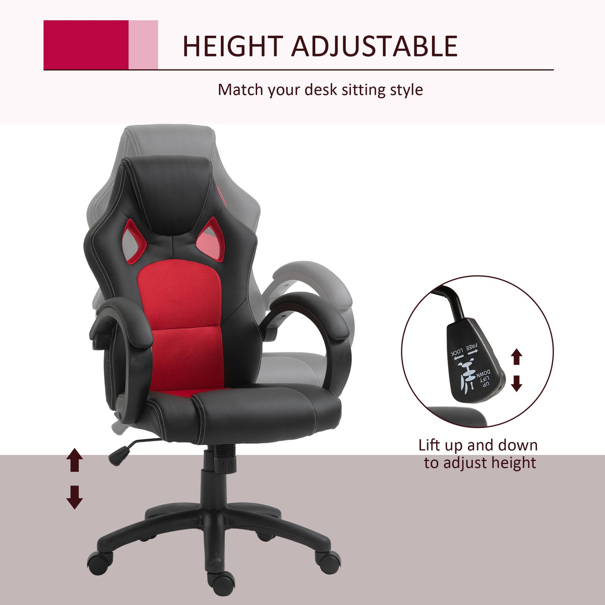 Vinsetto Office Chair Faux Leather Swivel Computer Desk Chair for Home Office with Wheels Armrests Black