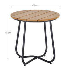 Outsunny Round Outdoor Side Table Adjustable Leg Pads Garden Table 49 x 49 x 48 cm Natural Wood & Black - product image 3