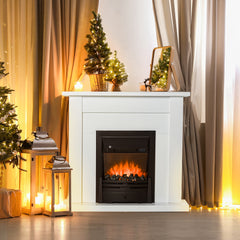 HOMCOM 40" Electric Firplace Suites & Mantelpiece in White, image 2
