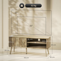 HOMCOM TV Stand Cabinet for TVs up to 55" - Oak