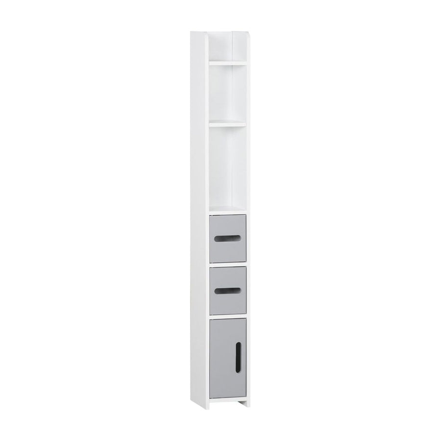 kleankin Modern Bathroom Storage Cabinet, Freestanding Tall Bathroom Cabinet with Open Shelves and 3 Cupboards with Door, for