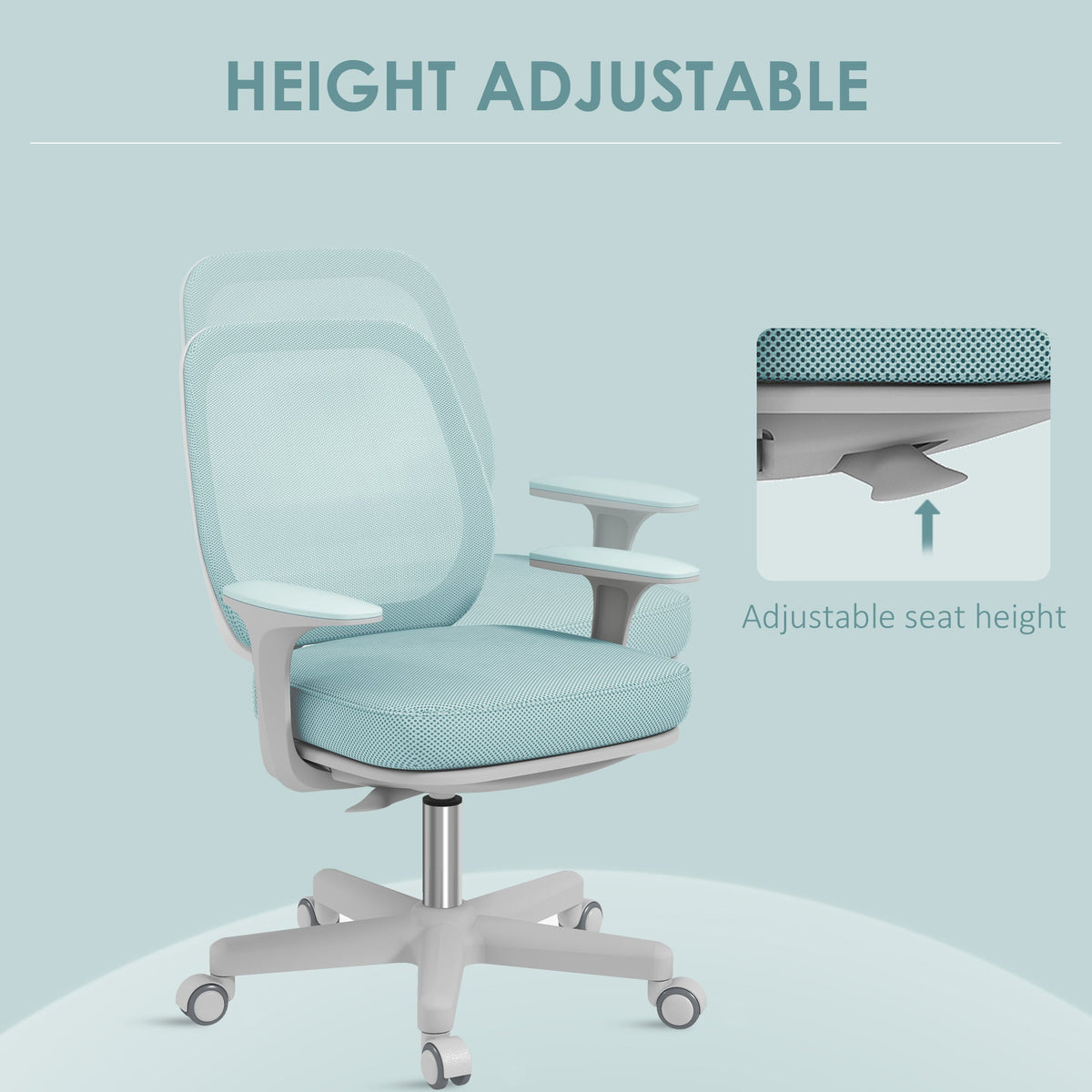 Vinsetto 44-56cm Mesh Back Office Chair - Light Green