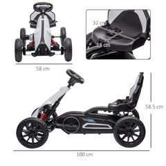 HOMCOM 12V Electric Go-Kart for Kids, Ride-On Racing Go-Kart, with Forward and Reversing Functions, for Ages 3-8 Years - White