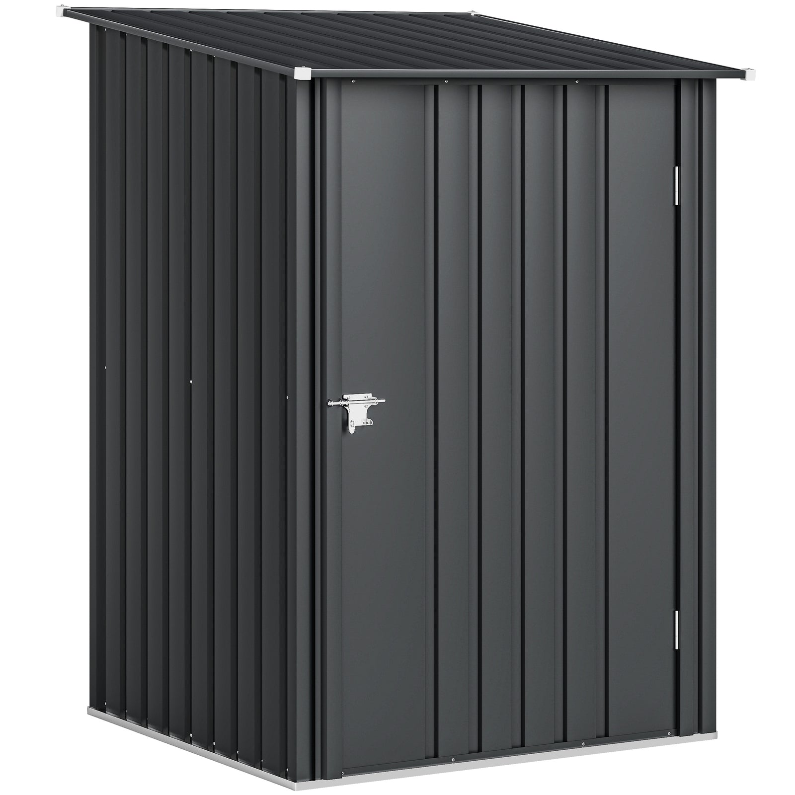 Outsunny 3.3 x 3.4ft Lean To Steel Garden Shed, with Locking Door - Dark Grey