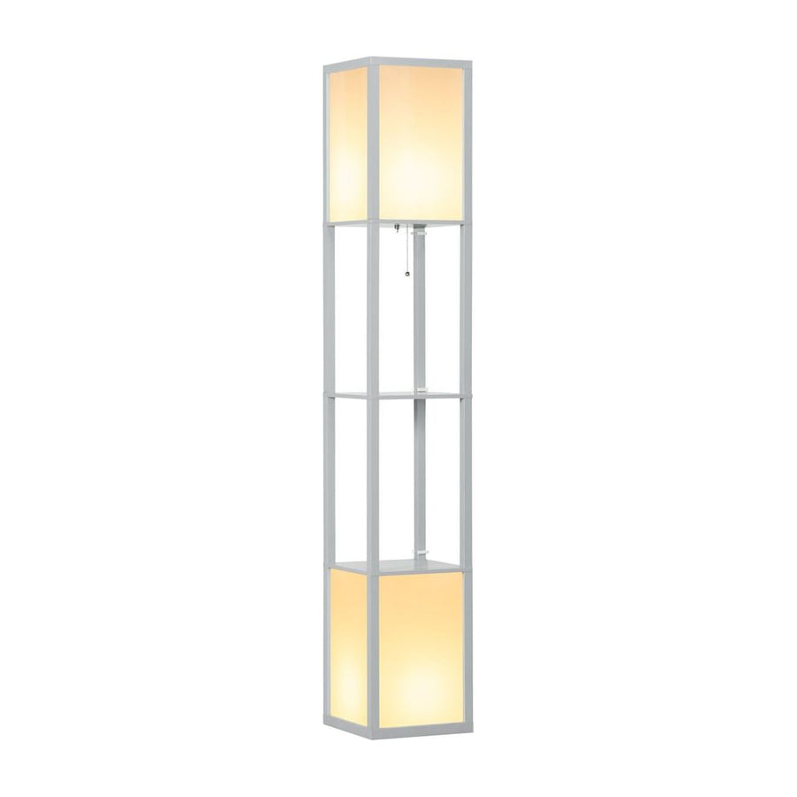 HOMCOM Modern Shelf Floor Lamp with Dual Ambient Light, Standing Lamp Living Room, Bedroom, 156cm, Grey