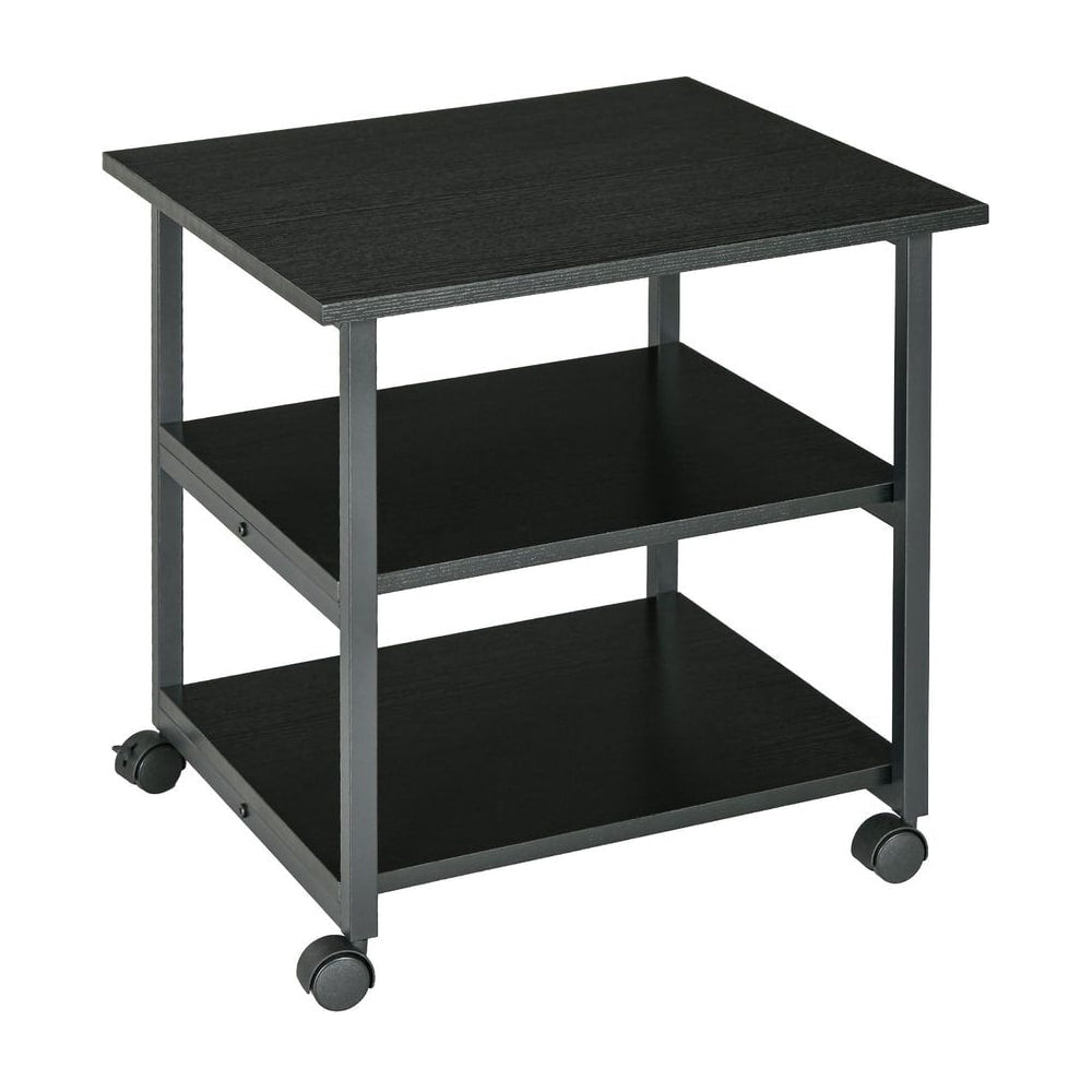 HOMCOM Three-Tier Steel Printer Stand, with Wheels - Black