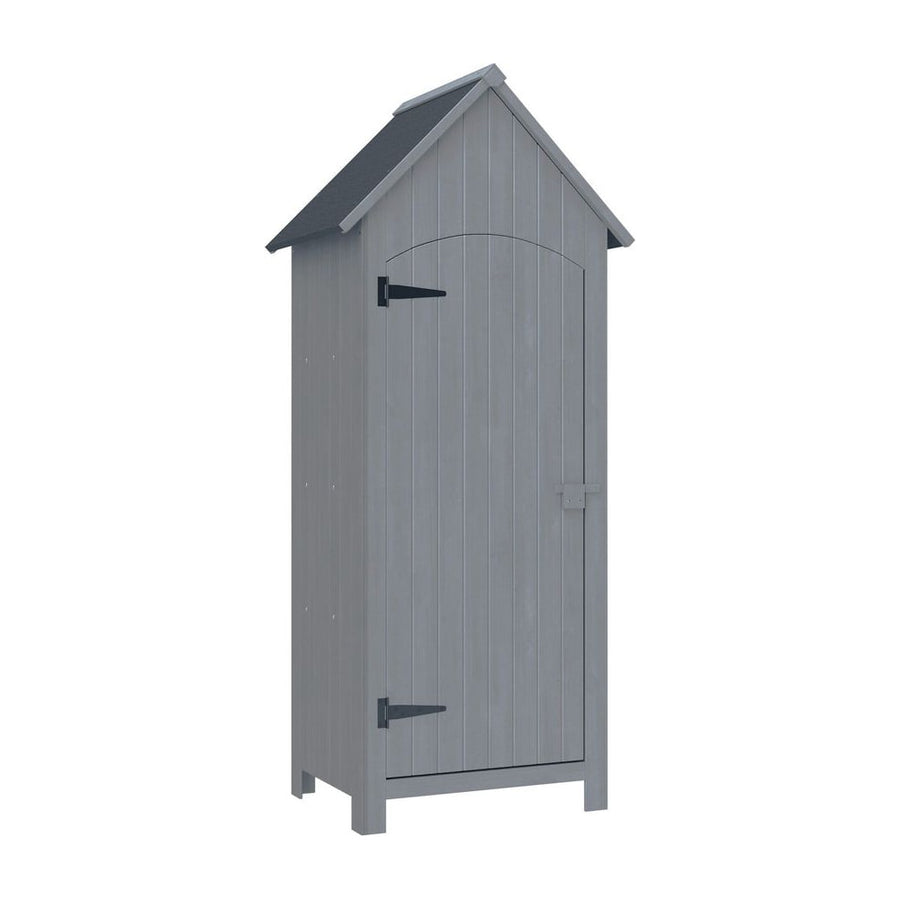 Outsunny Wooden Garden Storage Shed with 3 Shelves, Outdoor Tool Storage Cabinet with Tilt Roof and Lockable Door, 77.5 x
