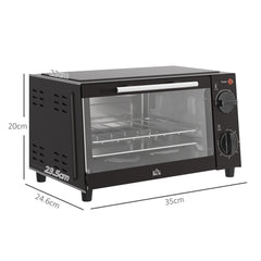 The electric grill shown with dimension lines indicating its height, width and depth