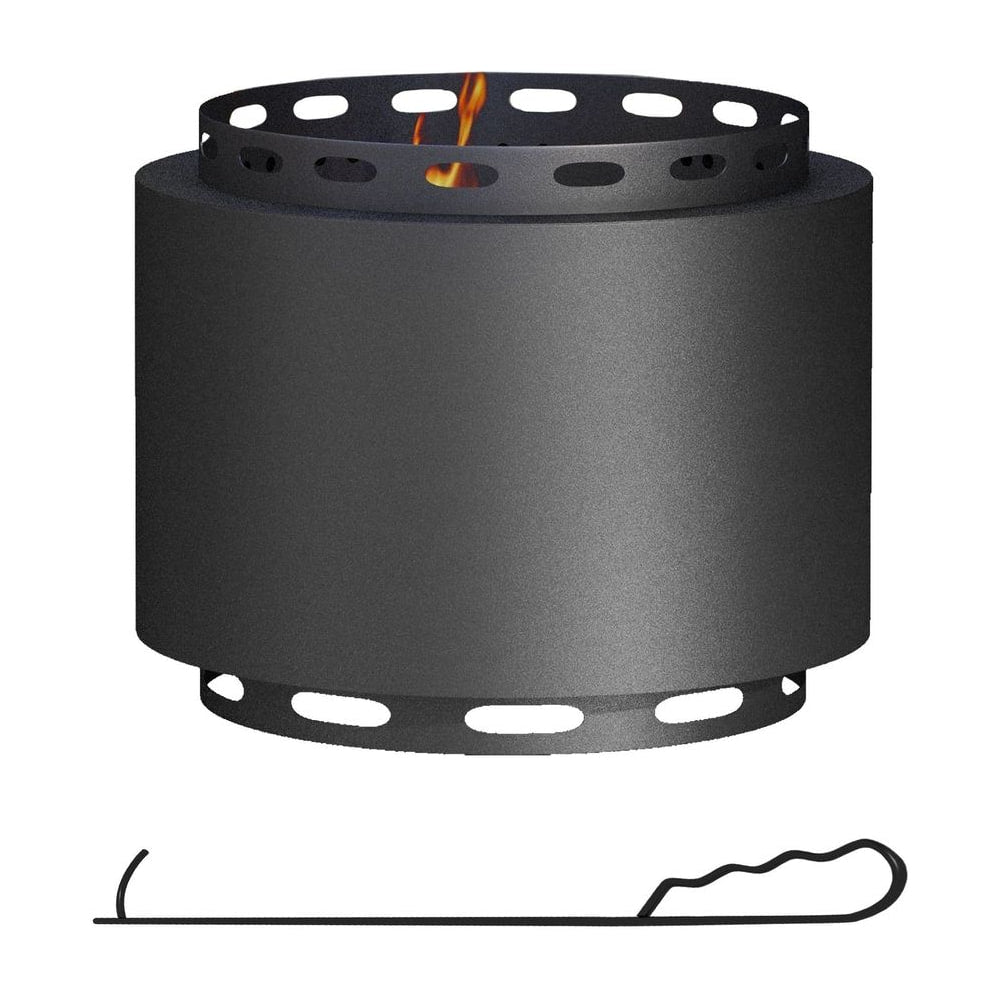 Outsunny Smokeless Fire Pit, 48.5cm Portable Wood Burning Firepit with Poker for Garden Camping Bonfire Party, Metal, Black
