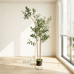 HOMCOM Decorative Artificial Plant, 148 cm Silk Olive Tree with 553 Leaves in Cement Pot, Fake Plant