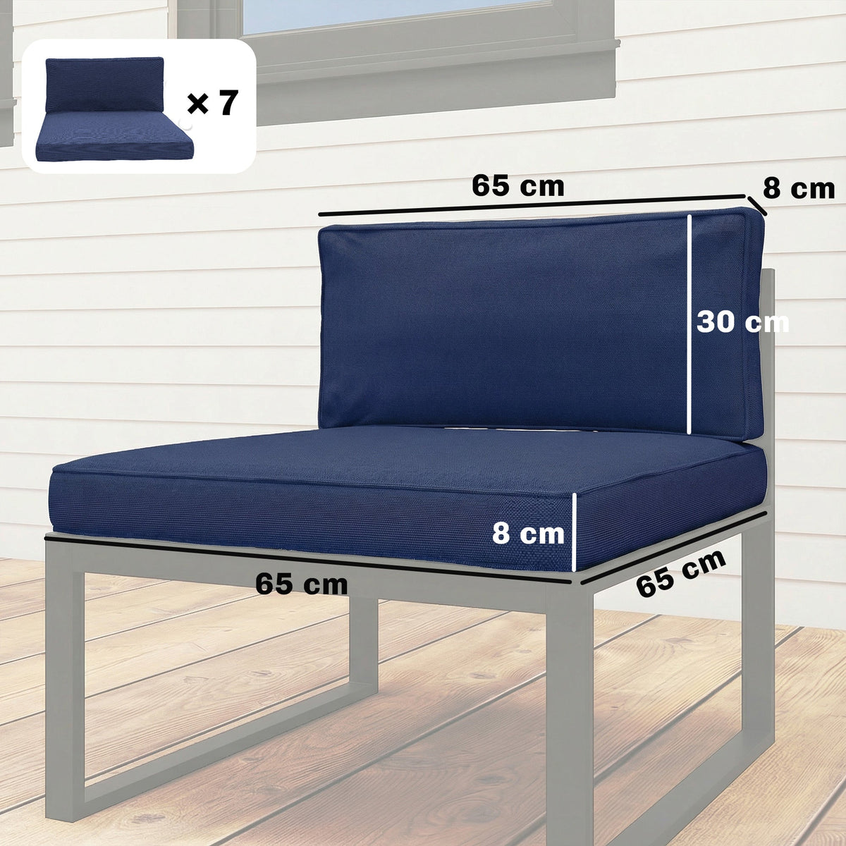 Outsunny 14-piece Dining Set Cushions - Dark Blue