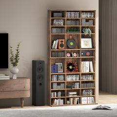 HOMCOM CD Storage Unit with Adjustable Shelves, 102 x 195 cm, Rustic Brown