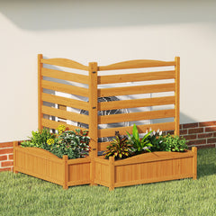 2/3-Panel Freestanding Air Conditioner Fence with Planter Box-Yellow-2-Panel
