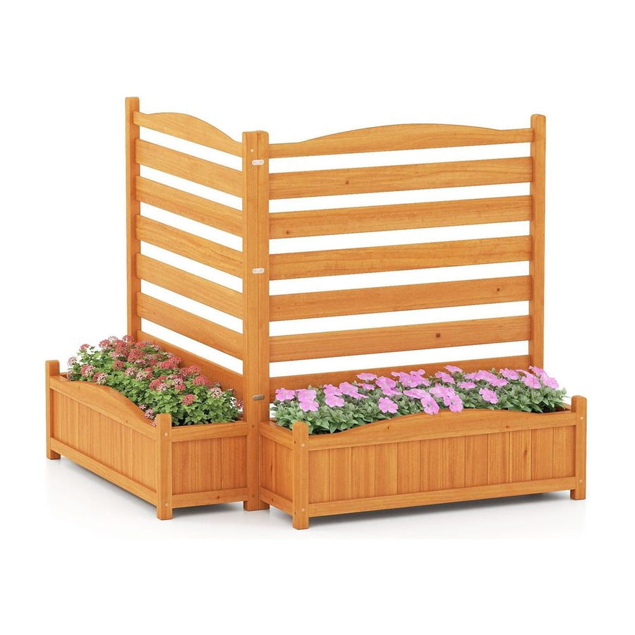 2/3-Panel Freestanding Air Conditioner Fence with Planter Box-Yellow-2-Panel