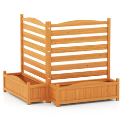 2/3-Panel Freestanding Air Conditioner Fence with Planter Box-Yellow-2-Panel