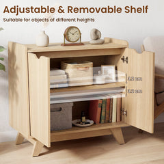 2 Door Modern Wooden Buffet Sideboard Organizer with Adjustable Shelf-Natural