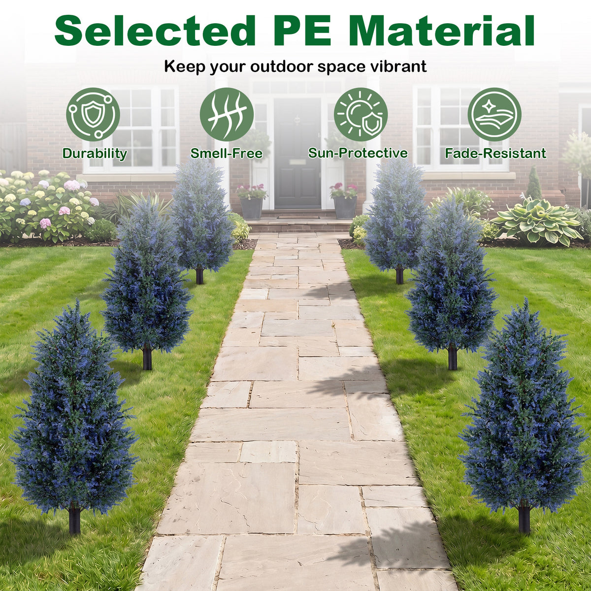 2 Pack 100cm Artificial Lavender Topiary Trees with Ground Spikes