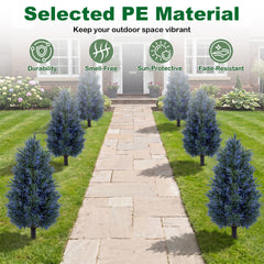 2 Pack 100cm Artificial Lavender Topiary Trees with Ground Spikes