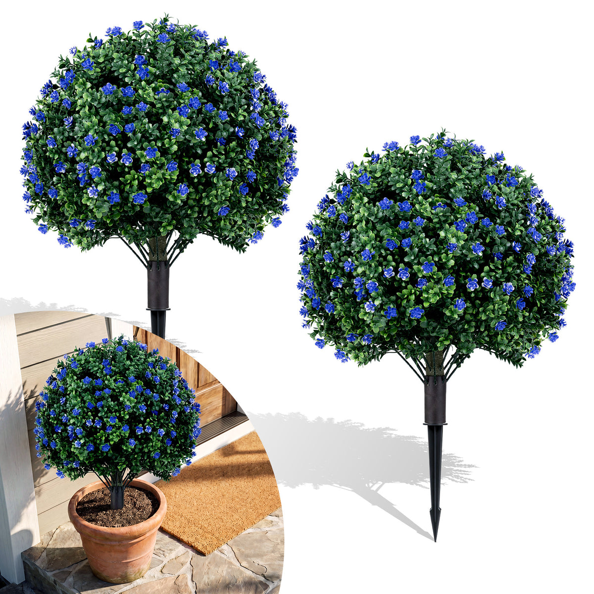 2 Pack 70 CM Artificial Camellia Boxwood Topiary Ball Trees