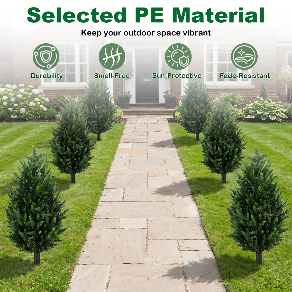 2 Pack 90 CM Artificial Cypress Topiary Trees with Ground Spikes for Indoor and Outdoor
