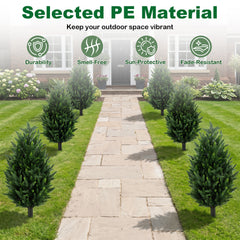2 Pack 90 CM Artificial Cypress Topiary Trees with Ground Spikes for Indoor and Outdoor