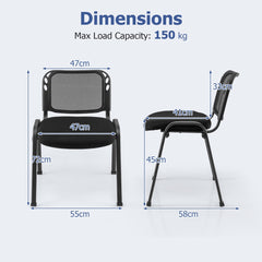 Dimensions diagram for the black conference chair