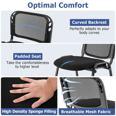 Close-ups of the black reception chair's features