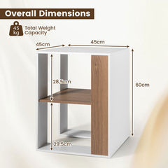 2-Tier Square End Table with Storage Shelf for Living Room Bedroom-Natural & White