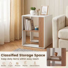 2-Tier Square End Table with Storage Shelf for Living Room Bedroom Set of 2