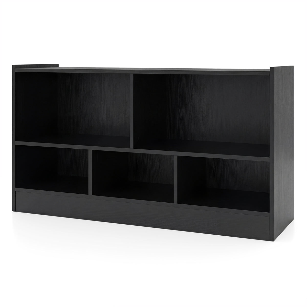 The empty black kids storage unit showing its internal compartments