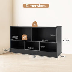 Dimensions of the black two-tier kids bookcase