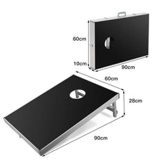 2-in-1 Outdoor Lawn Game Set: Portable Folding Cornhole Board Set with Carrying Bag & Wooden Ring Toss Game for Kids and Adults