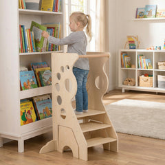 2 in 1 Wooden Standing Tower with Removable Safety Bars