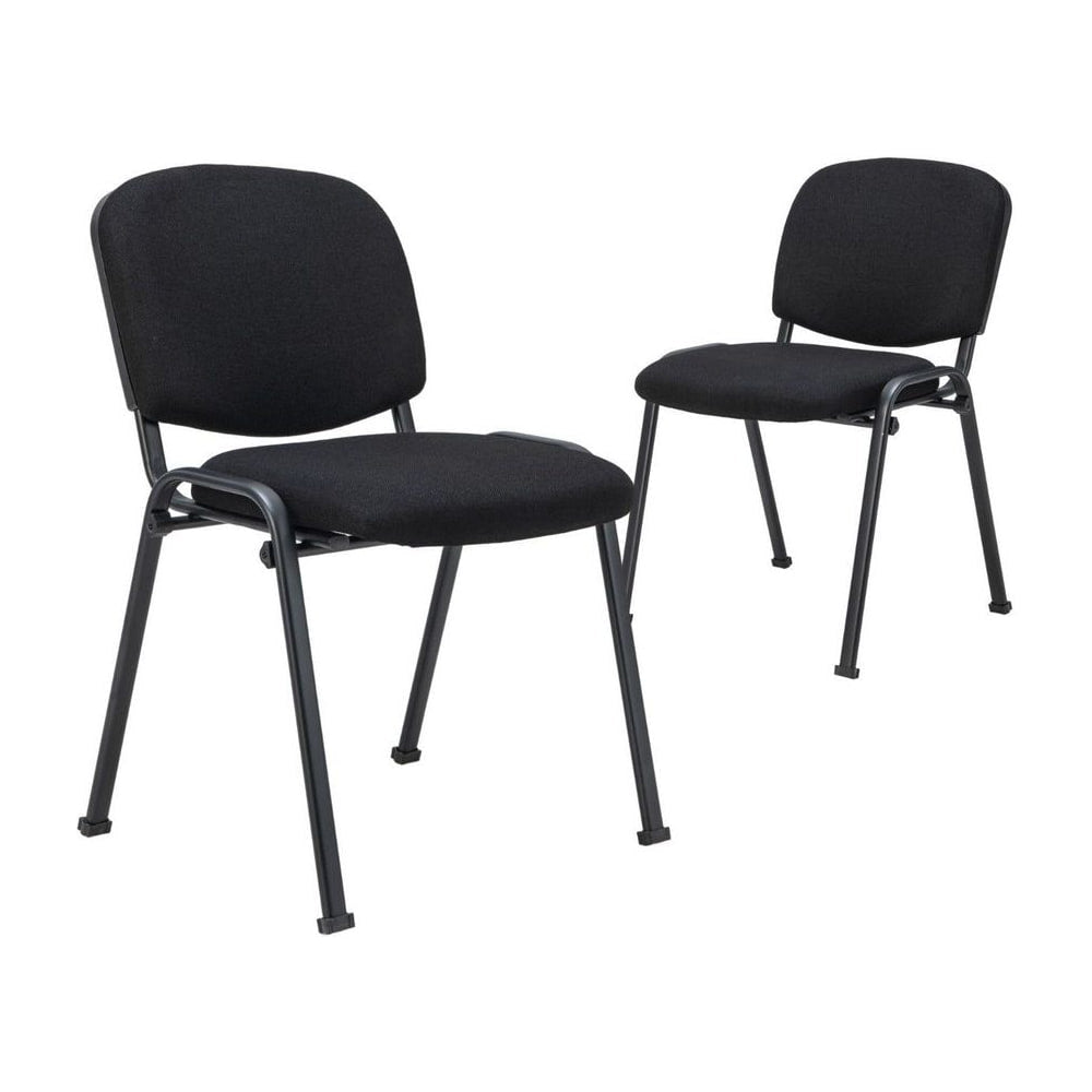 2-Pack Conference Chair Set with metal frame and padded cushion in black