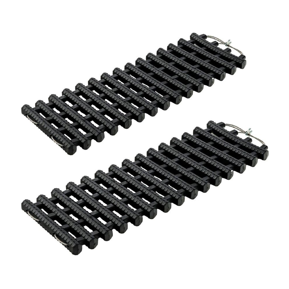 2 Pack Tire Traction Mats showing two black recovery track pads with metal loops