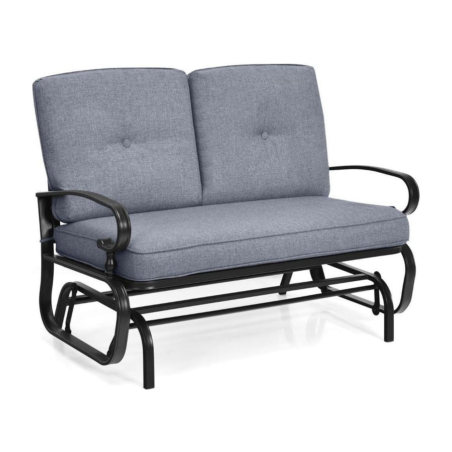 2-Person Patio Glider Chair with Cushions-Grey