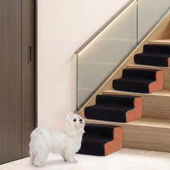 2-tier Foam Dog Ramp High-density Pet Stairs with Non-Slip Bottom-Black