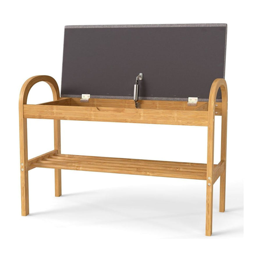 2-Tier Bamboo Shoe Bench in Grey