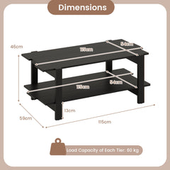 2-Tier Coffee Table with Storage Shelf for Living Room-Black