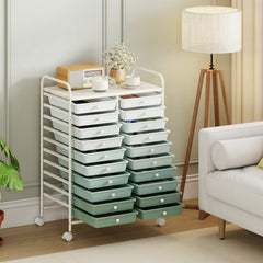 20 Drawers Storage Trolley with 4 Wheels for Beauty Salon-Green