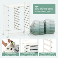 20 Drawers Storage Trolley with 4 Wheels for Beauty Salon-Green