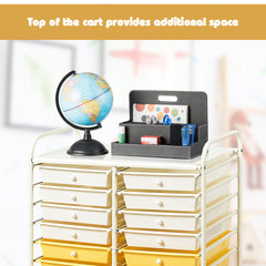 20 Drawers Storage Trolley with 4 Wheels for Beauty Salon-Yellow