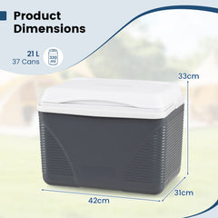 21 L Insulated Portable Cooler with Cup Holders Drain Plug and Mesh Storage Pocket-Black