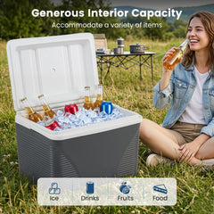 21 L Insulated Portable Cooler with Cup Holders Drain Plug and Mesh Storage Pocket-Black