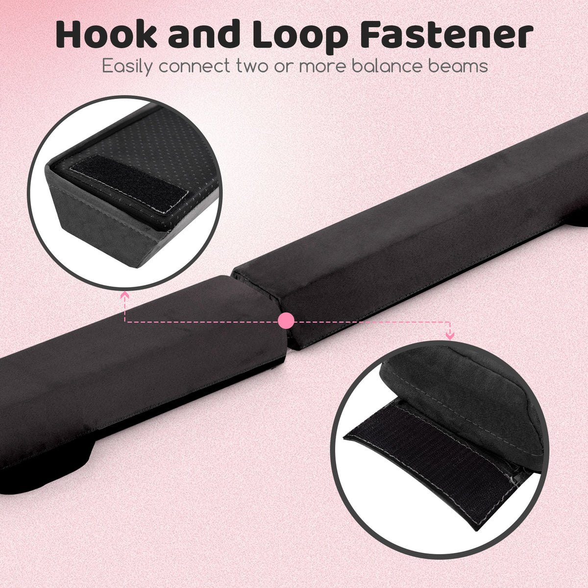210 CM Folding Balance Beam with Removable Suede Cover and Non-slip Bottom for Kids-Black