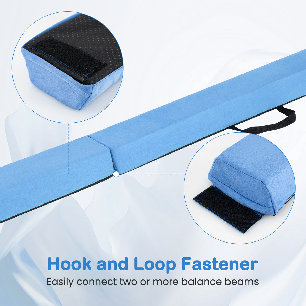 210 CM Folding Balance Beam with Removable Suede Cover and Non-slip Bottom for Kids-Navy